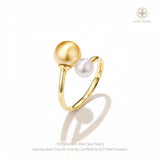 4A South Sea Golden Pearl & Akoya Saltwater Pearl Adjustable Open Ring