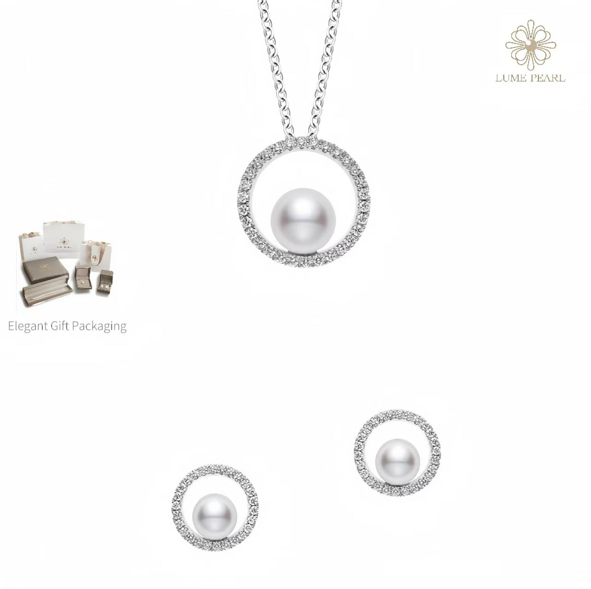 4A Aurora Halo Freshwater Pearl Jewelry Set