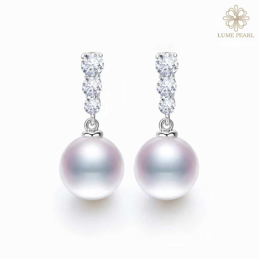 4A Grade Aurora Freshwater Pearl & Zircon Earrings
