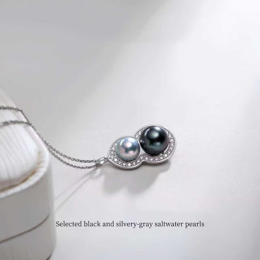 3A High-Luster “Good Luck” Gourd Necklace with Two Natural Saltwater Pearls