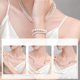 2A Grade — Near-Round, High-Luster, Slightly Flawed Double-Layer Natural Freshwater Pearl Necklace and Bracelet Set