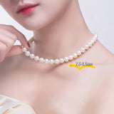 3A Grade High-Luster Near-Round Natural Freshwater Edison Pearl Necklace