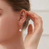 4A Grade High-Luster Round Natural Freshwater Pearl Chain Earrings