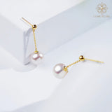 4A Grade High-Luster Round Natural Freshwater Pearl Chain Earrings