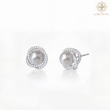 4A Grade High-Luster Round Natural Freshwater Pearl Bird’s Nest Earrings — S925 Sterling Silver Posts