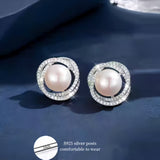4A Grade High-Luster Round Natural Freshwater Pearl Bird’s Nest Earrings — S925 Sterling Silver Posts