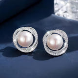 4A Grade High-Luster Round Natural Freshwater Pearl Bird’s Nest Earrings — S925 Sterling Silver Posts