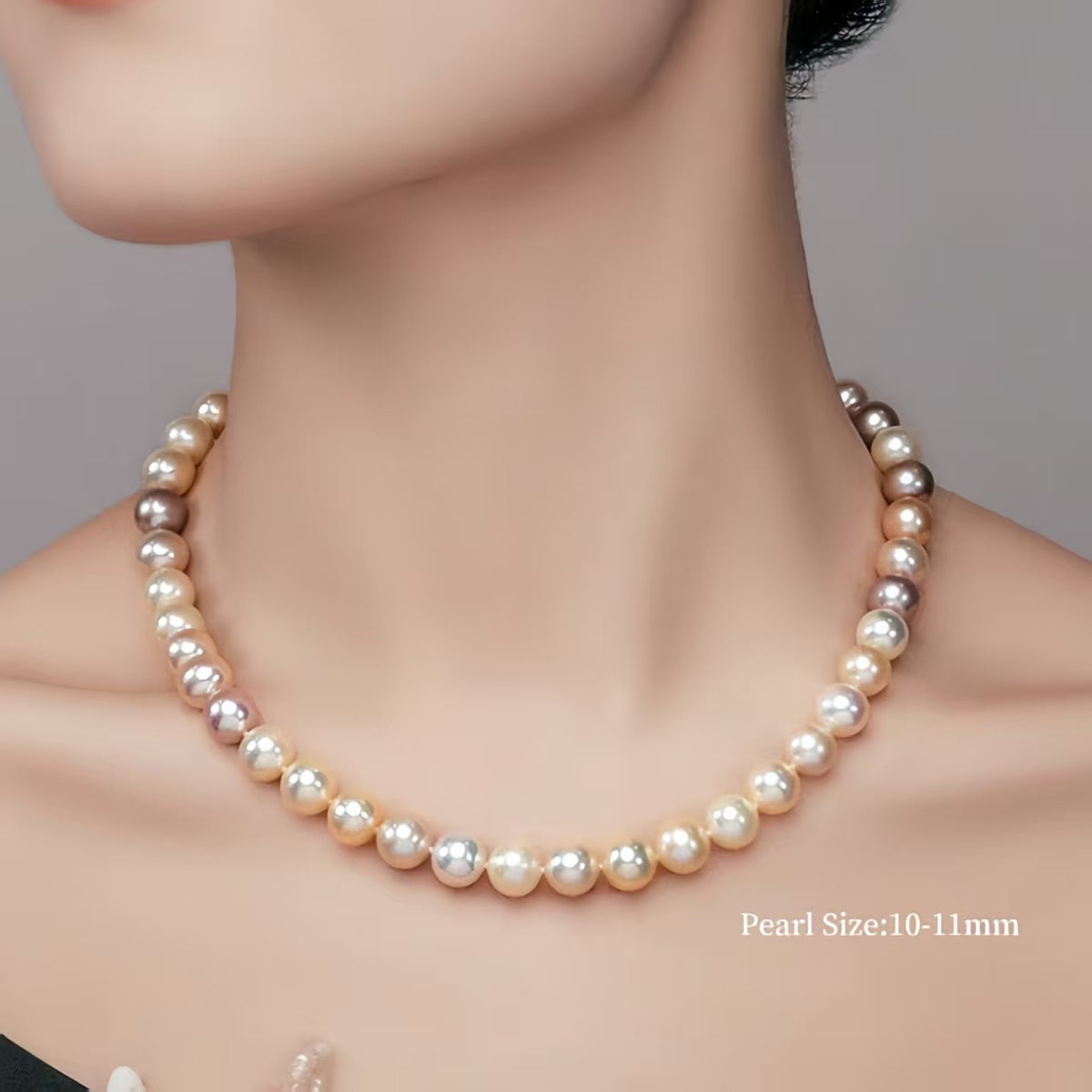 4A Candy Color Freshwater Pearl Necklace – 10–11mm Iridescent Natural Pearls, Vibrant and Timeless