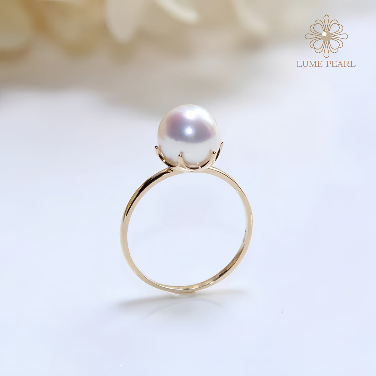 4AAAA  Aurora High-Luster Six-Prong Natural Freshwater Seedless Pearl Adjustable Ring