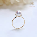 4AAAA  Aurora High-Luster Six-Prong Natural Freshwater Seedless Pearl Adjustable Ring