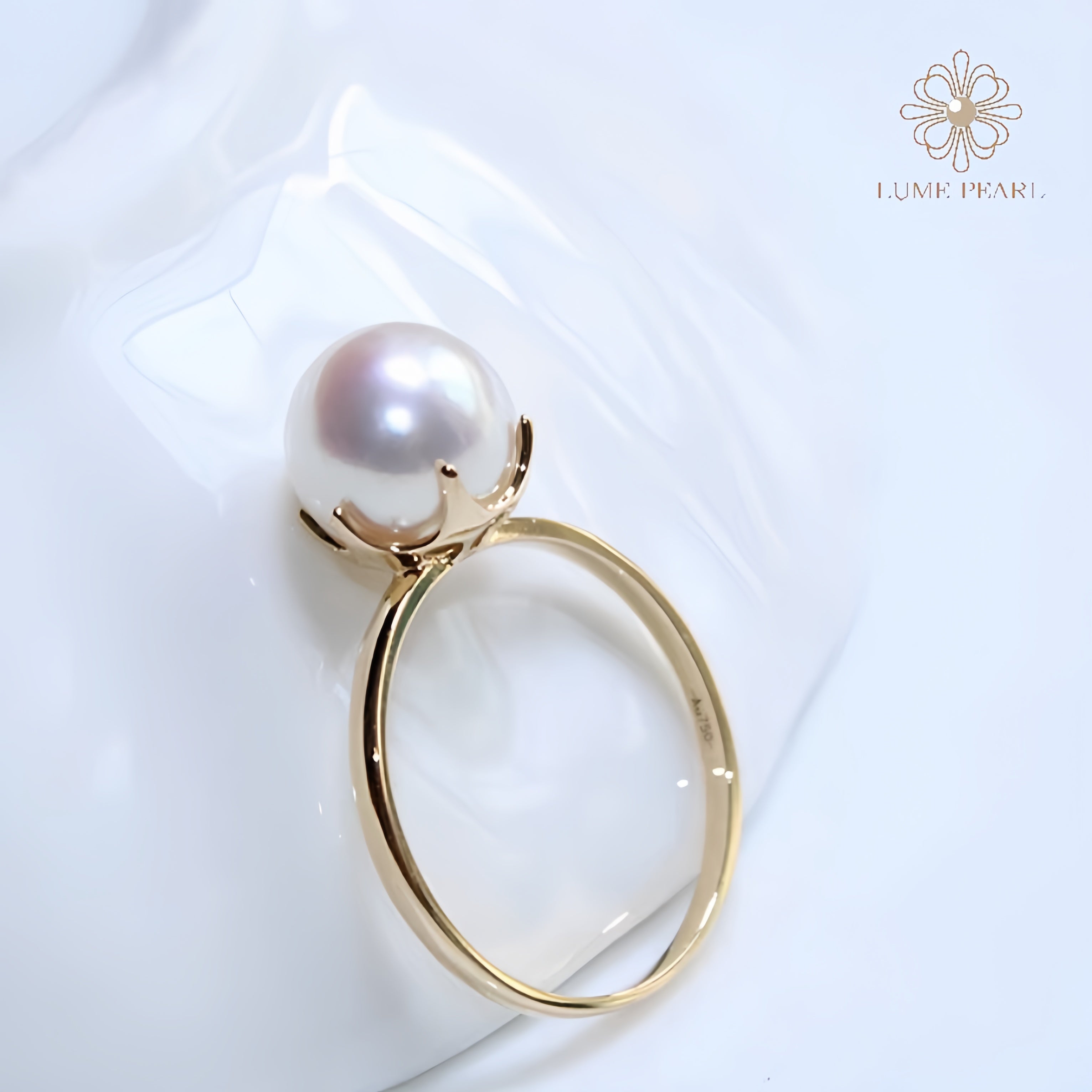 4AAAA  Aurora High-Luster Six-Prong Natural Freshwater Seedless Pearl Adjustable Ring