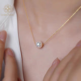4AAAA-Grade High-Luster Smooth Sliding Pendant Freshwater Non-Nucleated Pearl Necklace