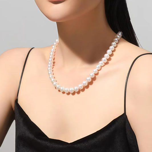 4AAAA Grade Aurora Natural Freshwater Nucleus-Free Classic Pearl Necklace
