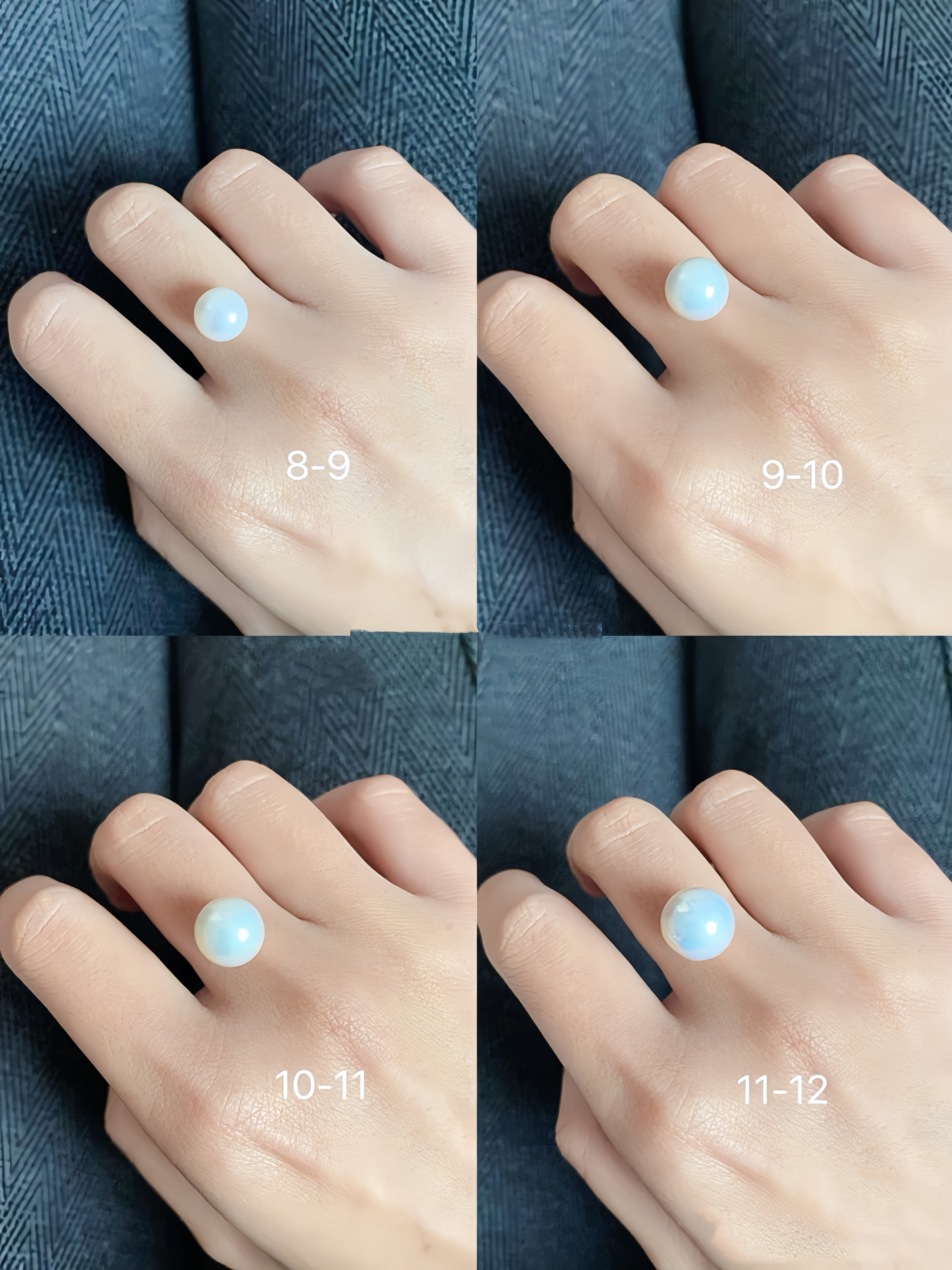 4AAAA  Aurora High-Luster Six-Prong Natural Freshwater Seedless Pearl Adjustable Ring