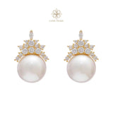 4AAAA Aurora High-Luster Natural Freshwater Seedless Pearl "Ice Queen" Earrings